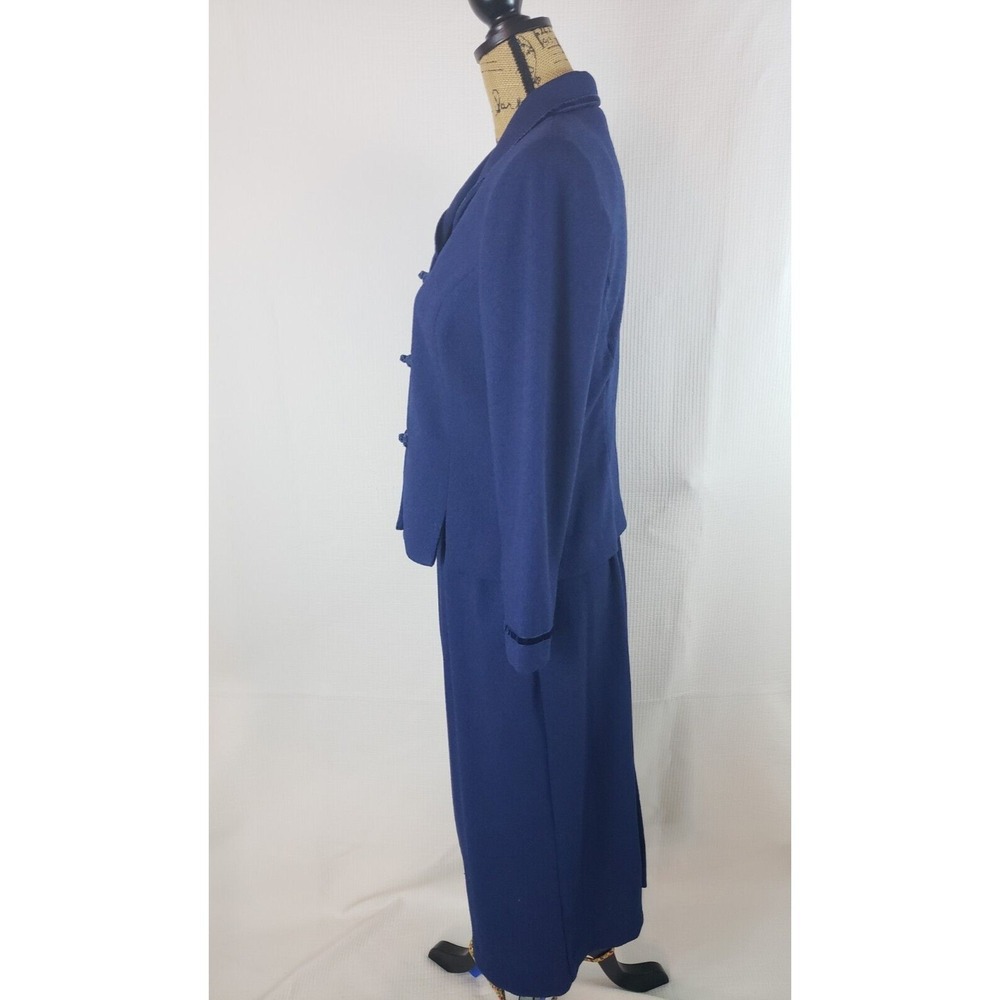 Jessica Howard Petites Womens Skirt Suit Blue Shoulder Pads Med -Large AA207 - Picture 4 of 9
